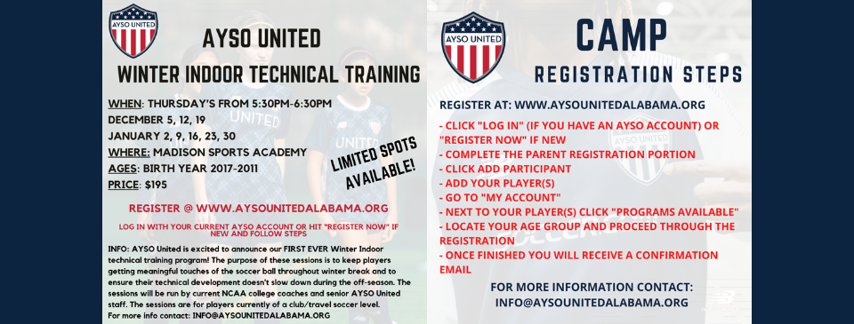 AYSO United Winter Indoor Technical Training Announced!